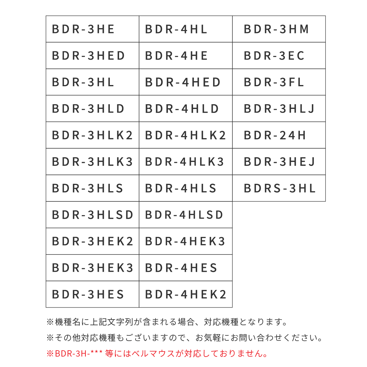 コレラク対応機種一覧表