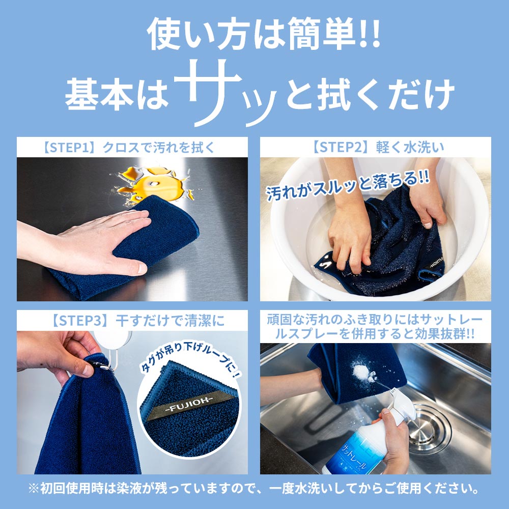 使い方は簡単、基本はサッと拭くだけ