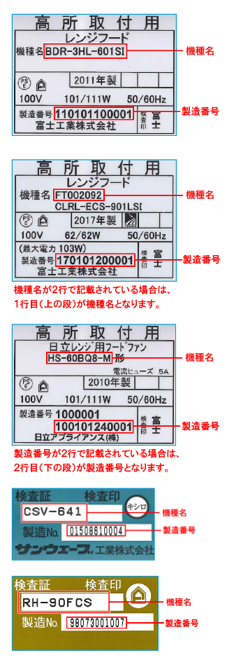 よくわかる機種の調べ方