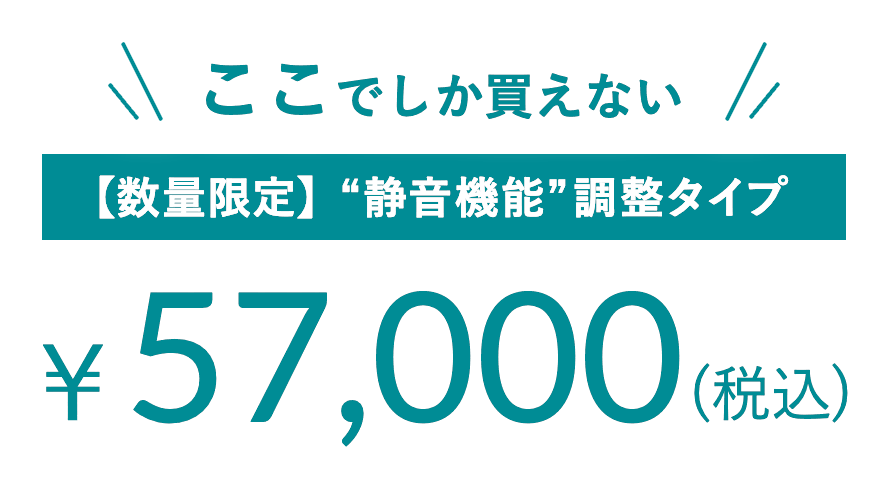 ここでしか買えない 数量限定 静音機能調整タイプ ¥57,000(税込)